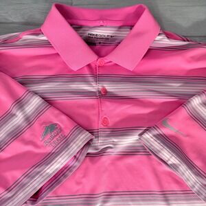 NIKE GOLF TOUR PERFORMANCE Men's Pink Grey Stripe Polo Shirt DRI-FIT XL